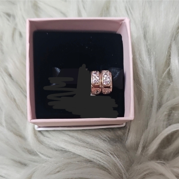 Pandora Charm Pink Clip Qty 2 Preowned - Sale Is For 2 Clips No Skull No Feather
